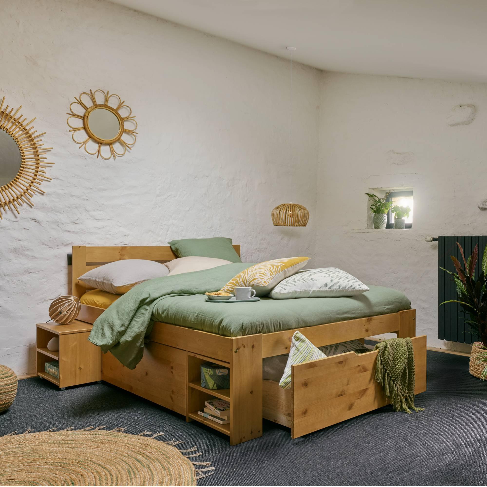 Drap lin lavé Salomé CAMIF-270 x 300 cm-Sauge - 3