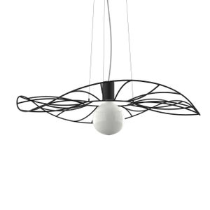 LUMICOM, SATURNO Lampada a Sospensione, 1X E27, max 42W, metallo, nero  opaco, D60cm