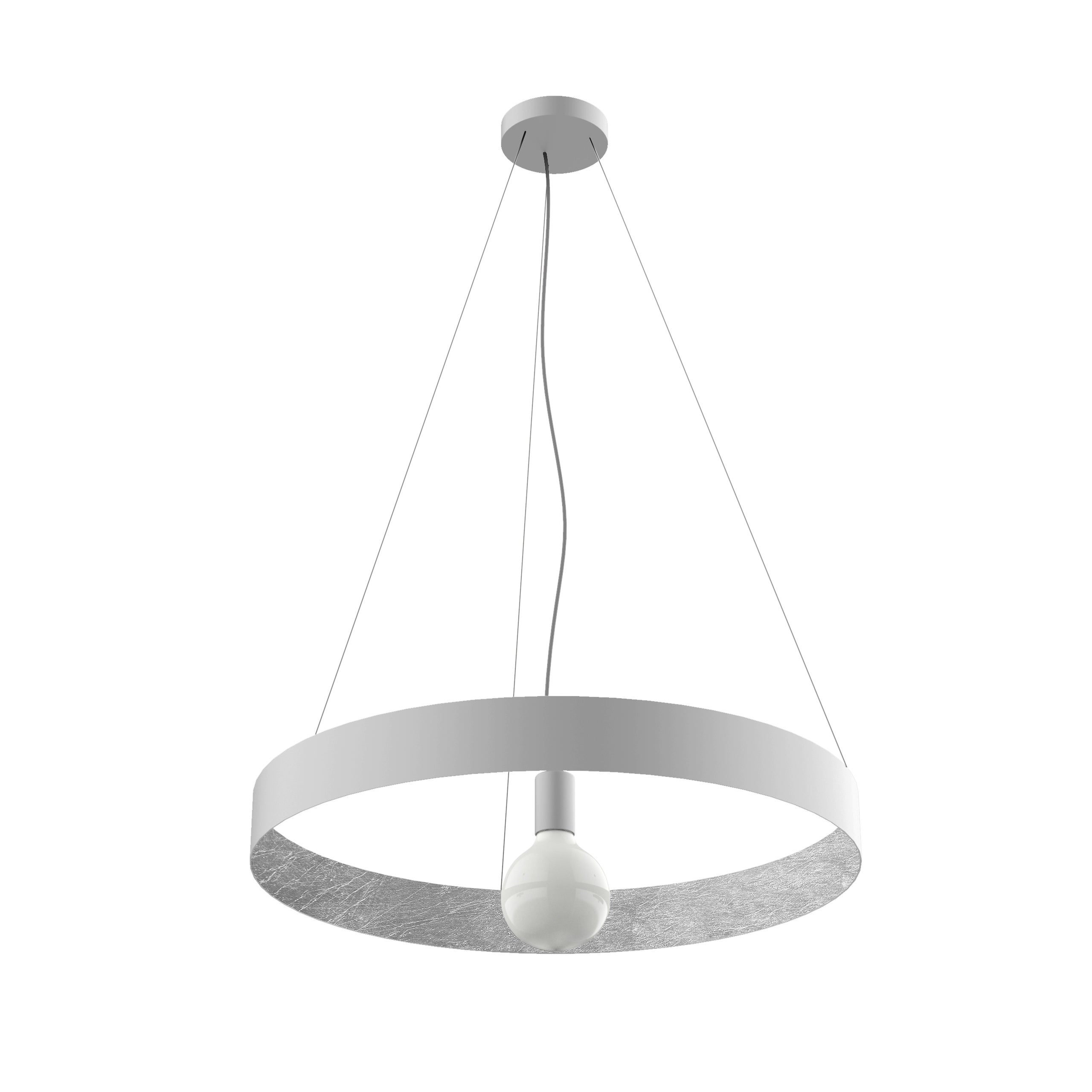 LUMICOM, PIUMA Lampada a Sospensione, 1X E27, max 42W, metallo, bianco  opaco/foglia rame, D.60cm