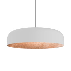 LUMICOM, PIUMA Lampada a Sospensione, 1X E27, max 42W, metallo, bianco  opaco/foglia rame, D.60cm