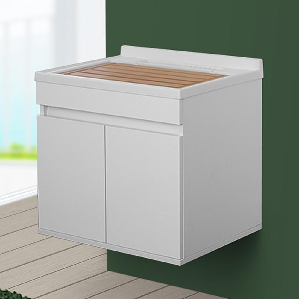 Mobile Lavatoio Athena Con Vasca Metacrilato - Bianco, 60x50x86 Cm, Con Asse Legno