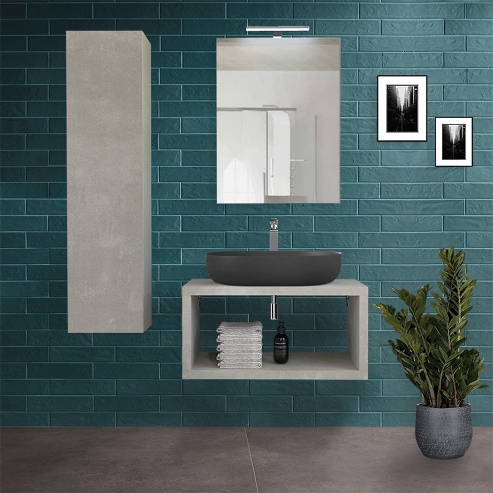 Mobile Bagno Aperto Sospeso Color Grigio Nuvola da 60 cm