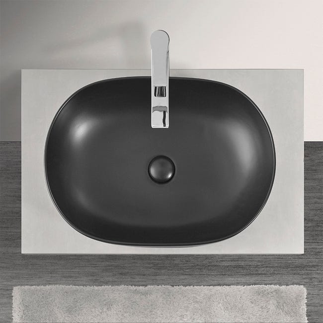 Mensola bagno porta lavabo da appoggio 80 cm colore Rovere antracite -  Caesaroo