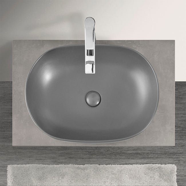 Mensola sospesa 1100 x 500 mm per lavabo da appoggio finitura grigio  cemento Ponsi Teo BETEOCTOPP1104
