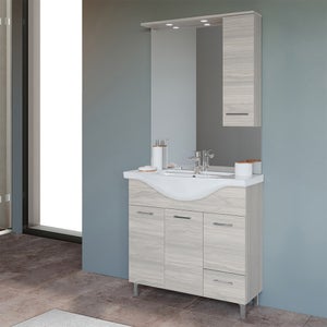 Mobile bagno sospeso moderno 81x50 cm grigio con 2 cassetti rallentati