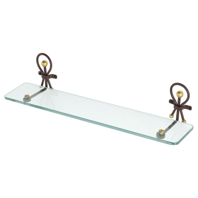 Mensola Bagno In Vetro Temperato Montata A Parete - Design Galleggiante, Finitura Oro Spazzolato, 30 Cm, Resistente E Moderna