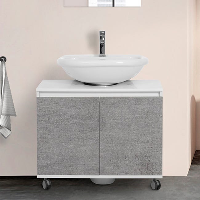 Mobile Lavabo, mobile sottolavabo per bagno con colonna,mobile da bagno con  lavandino, mobile da bagno a parete per bagno moderno, lavabo monopezzo