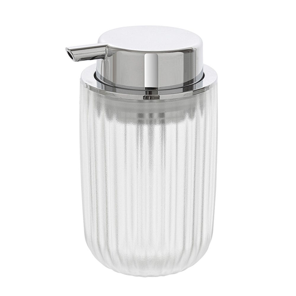 Dispenser Sapone Bianco Trasparente In Plastica AS e Acciaio