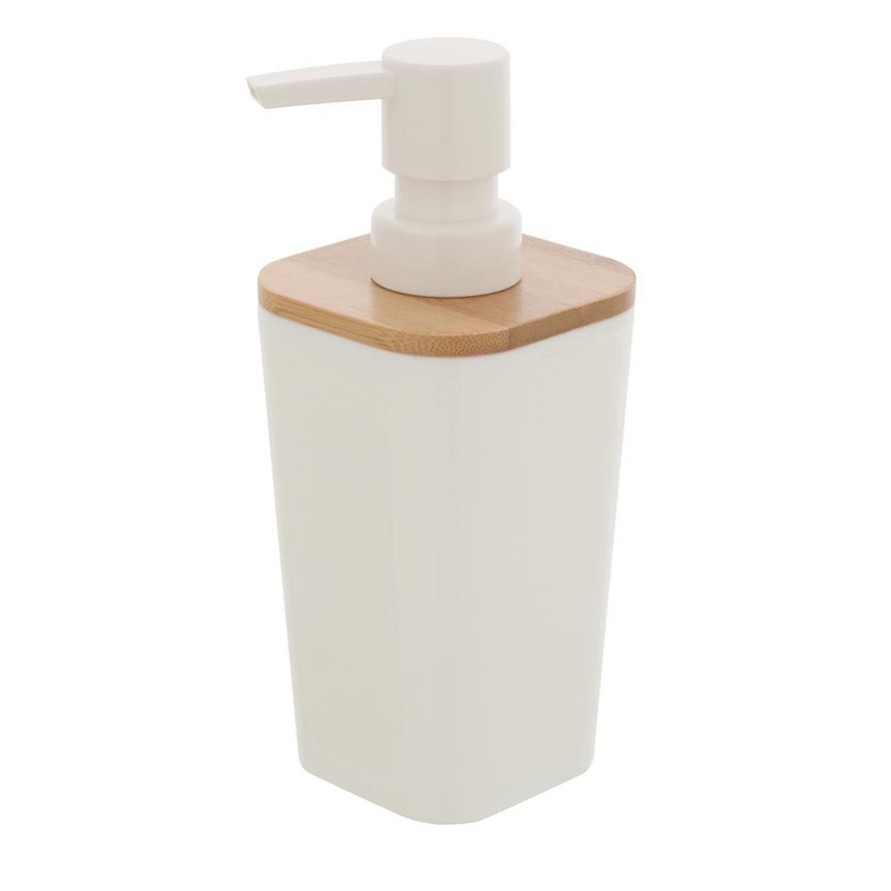 Set 2 Dispenser Sapone 500 Ml Con Vassoio In Bambù – Ricaricabili, Per Cucina E Bagno, Trasparente Smerigliato