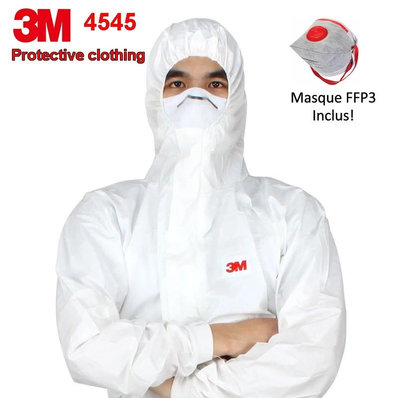 PACK Vêtements de protection à capuche Combinaison 3M 4545, Taille