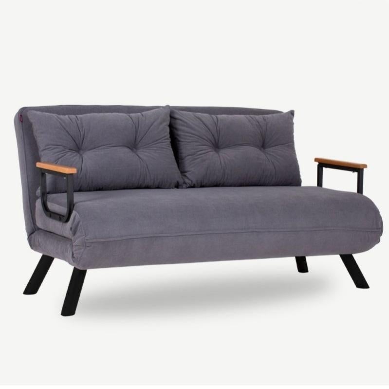 Divano Letto Pieghevole 2-in-1 Grigio Scuro 65x80x83 Cm Velluto Cfw50460 96447824