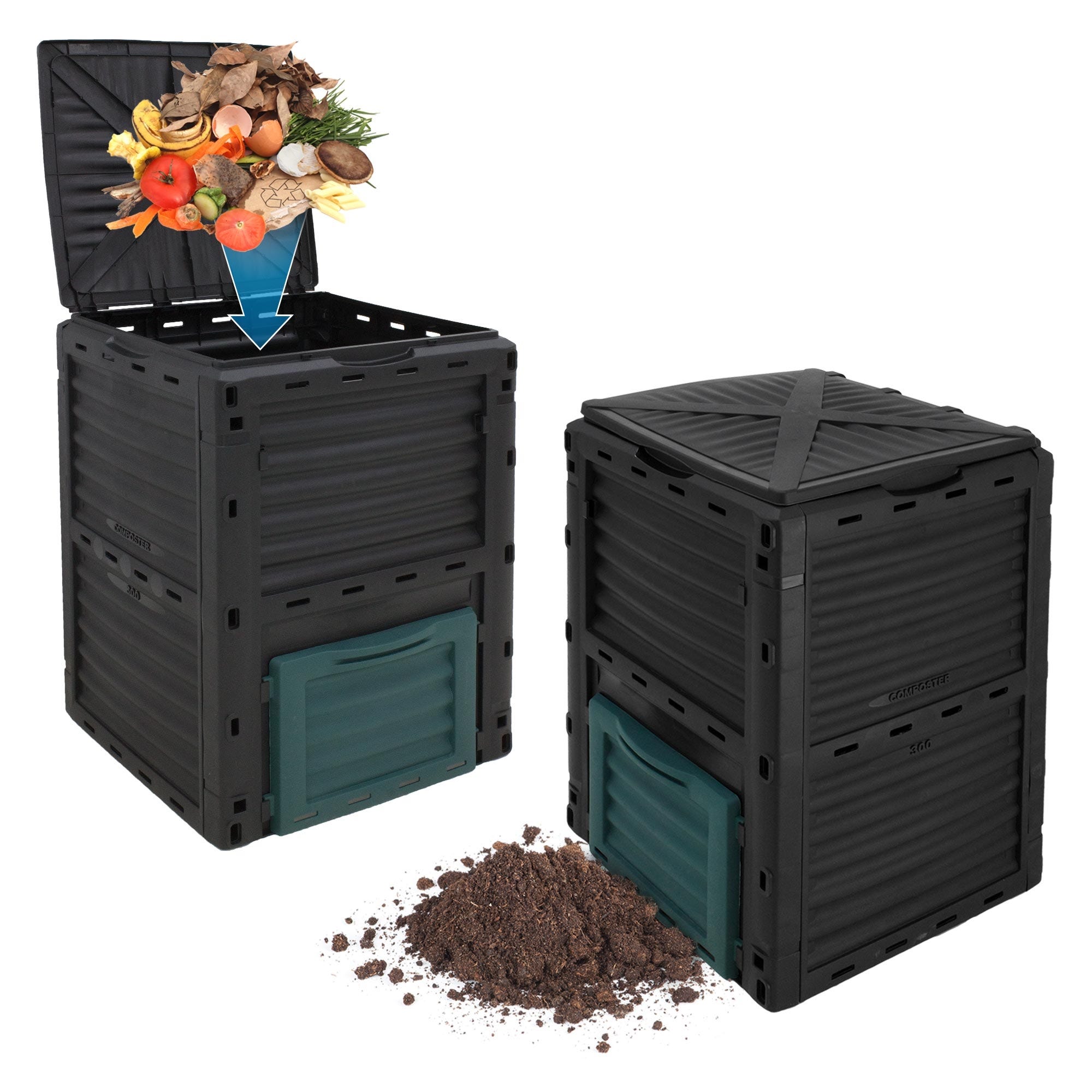 Composteur de Jardin de 300 L, bac à Compost de Grande capacité de