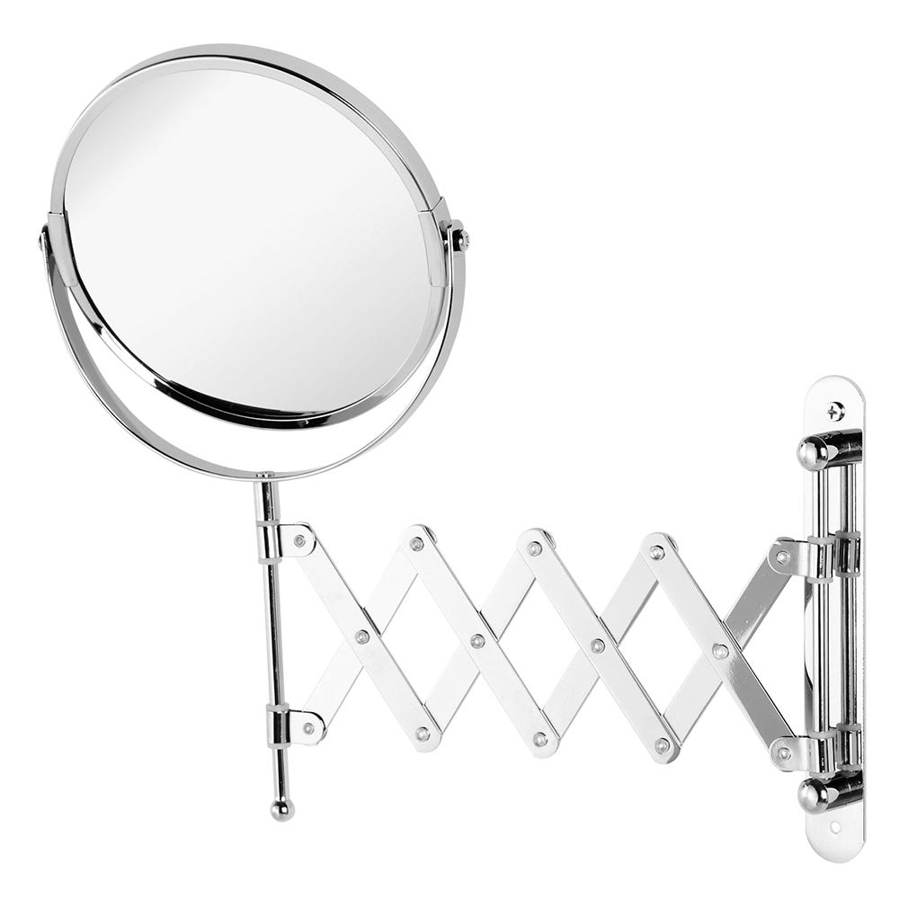 Specchio ingranditore in acciaio inox con finitura cromo lucido Ø 20 cm a 2  braccia - Specchi - Hotellerie - Attività