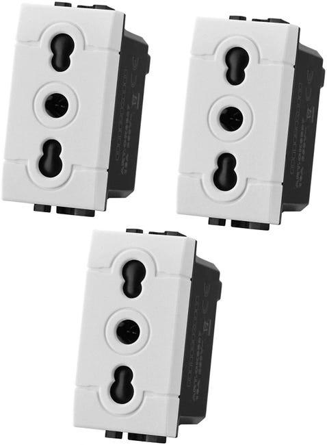 4 Prese Schuko Bipasso 16A Bianco - Compatibili Con Vimar Plana - Foto 3
