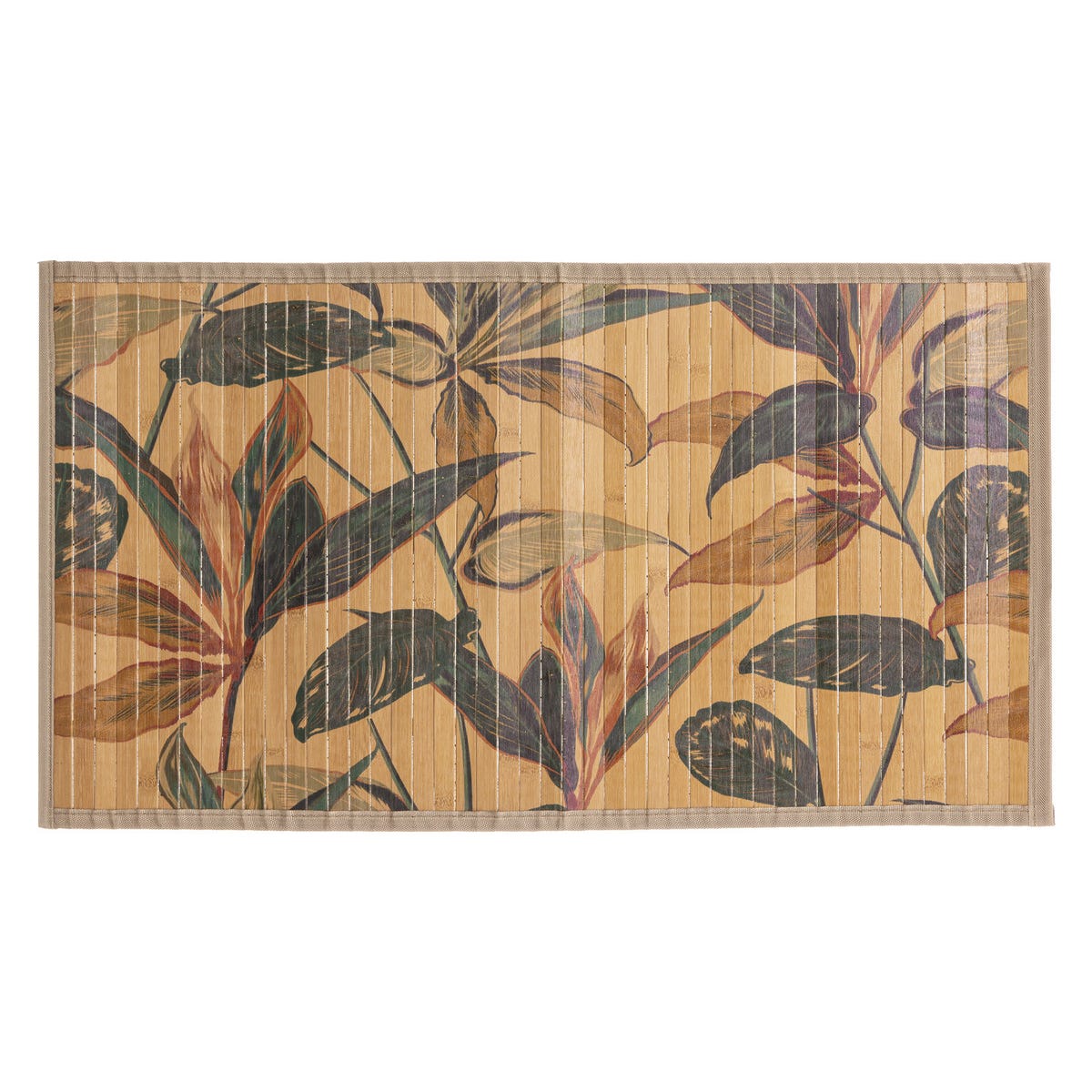 Relaxdays Tapis en Bambou Résistant Humidité Anti-glisse Bord textile  Sortie de Bain Douche SDB, 80 x 45 cm, nature