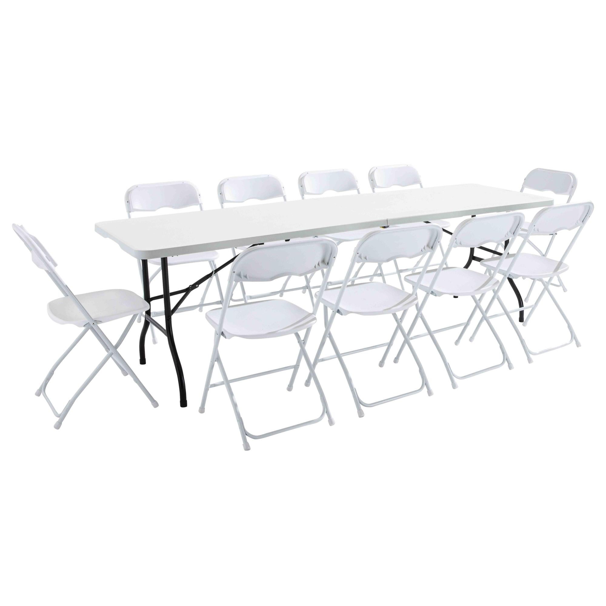 Ensemble table et 10 chaises pliantes de jardin Leroy Merlin