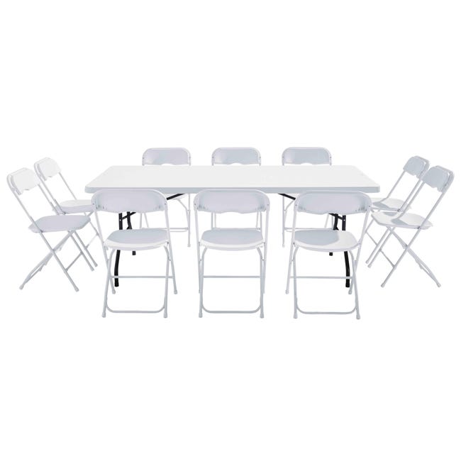 Table monobloc et chaises pliantes 10 places 200cm PEHD