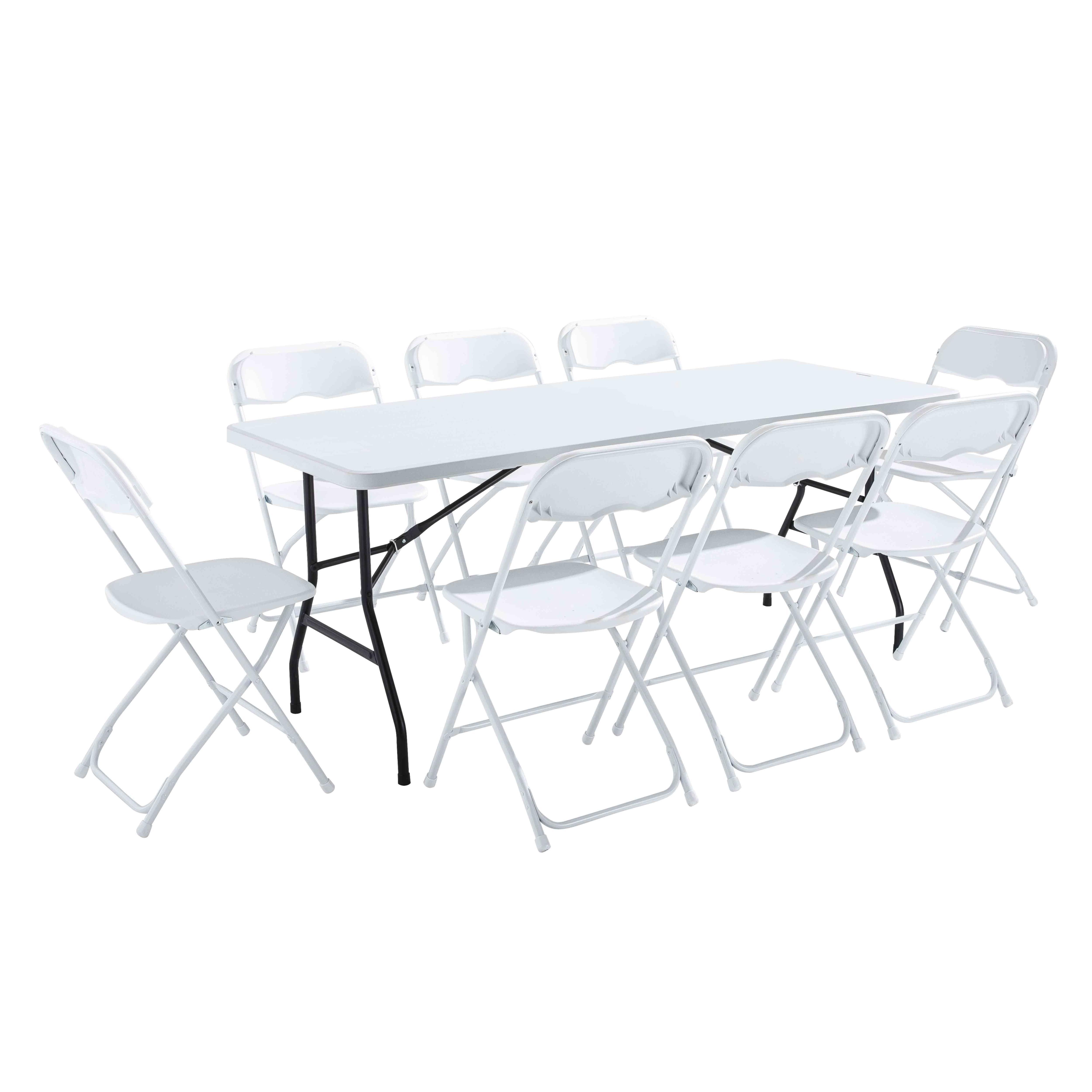 Mesa plegable de 180 cm auxiliar rectangular blanca – Mesa de camping para  8 personas, 180 x