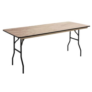 Table pliante 180 cm avec 4 rehausseurs et nappe blanche