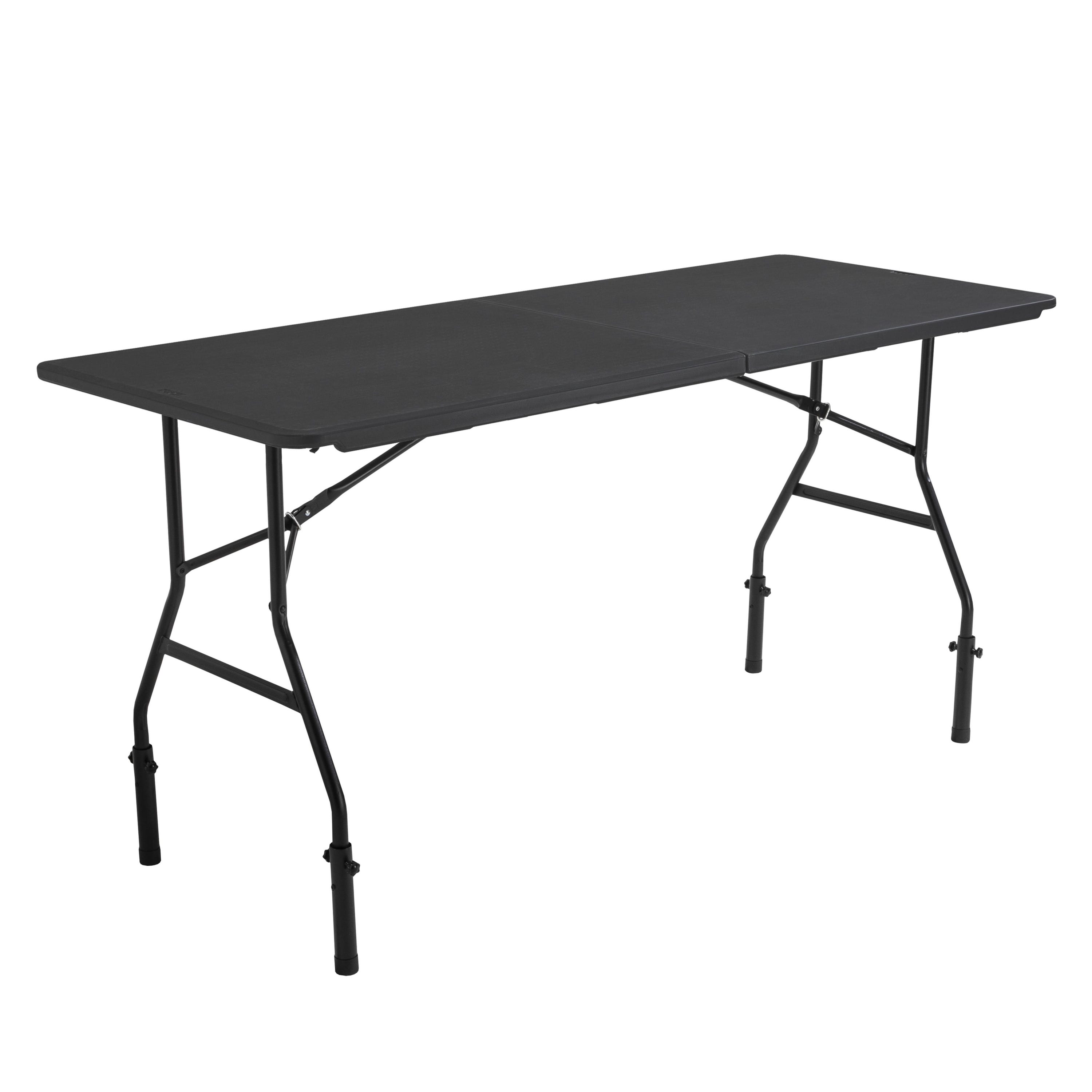 Lot de 10 tables pliantes noires 180 cm en PEHD et acier