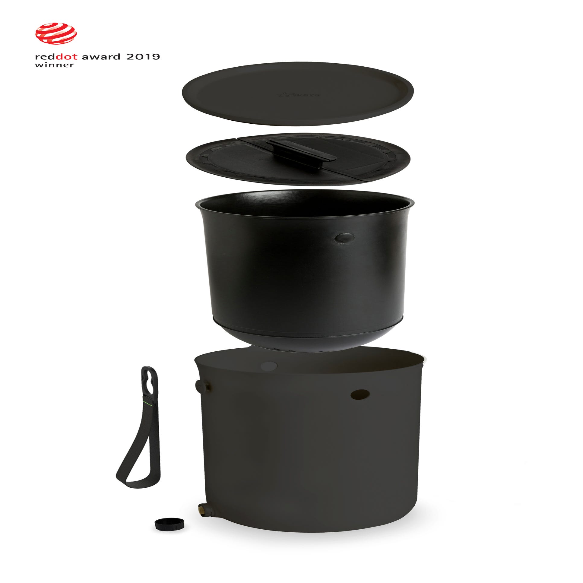 Composteur de cuisine BOKASHI Essential 15.3L avec base noir/gris