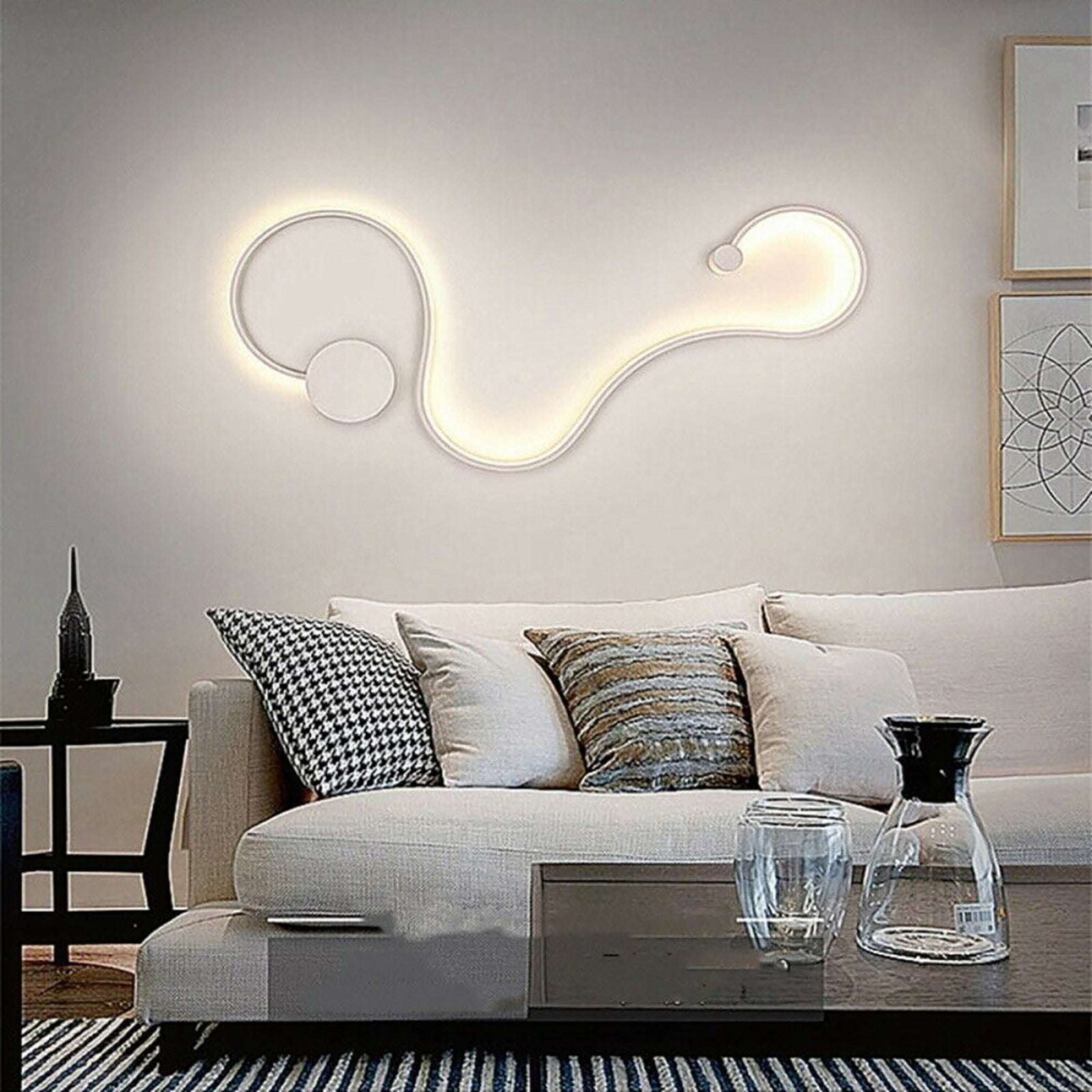 Applique murale moderne à LED 28W blanc lampe incurvée serpent lumière mur  mur salon chambre 230V