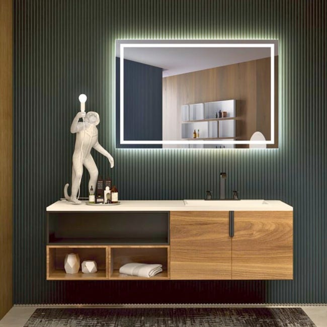 Espelho quadrado com luz led Ledemix Suiza - Torneiras Online