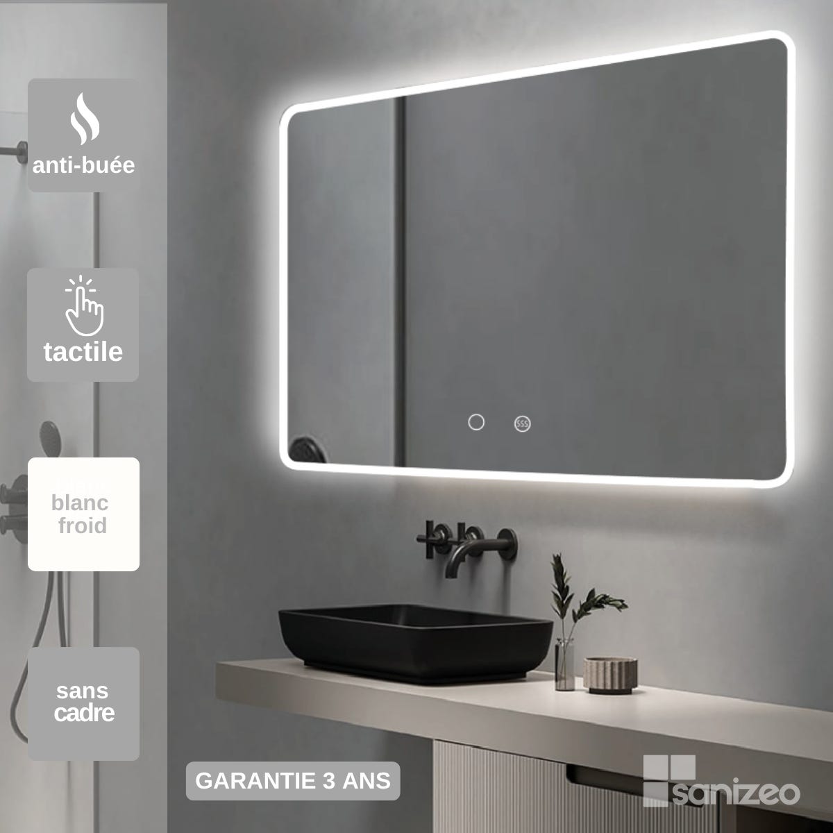 Specchio da bagno quadrato retroilluminato Praga 120x80 - LEDIMEX