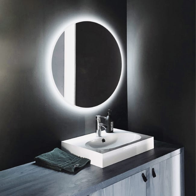 Espejo redondo con luz led frontal Serie Belgica - Espejo Baño