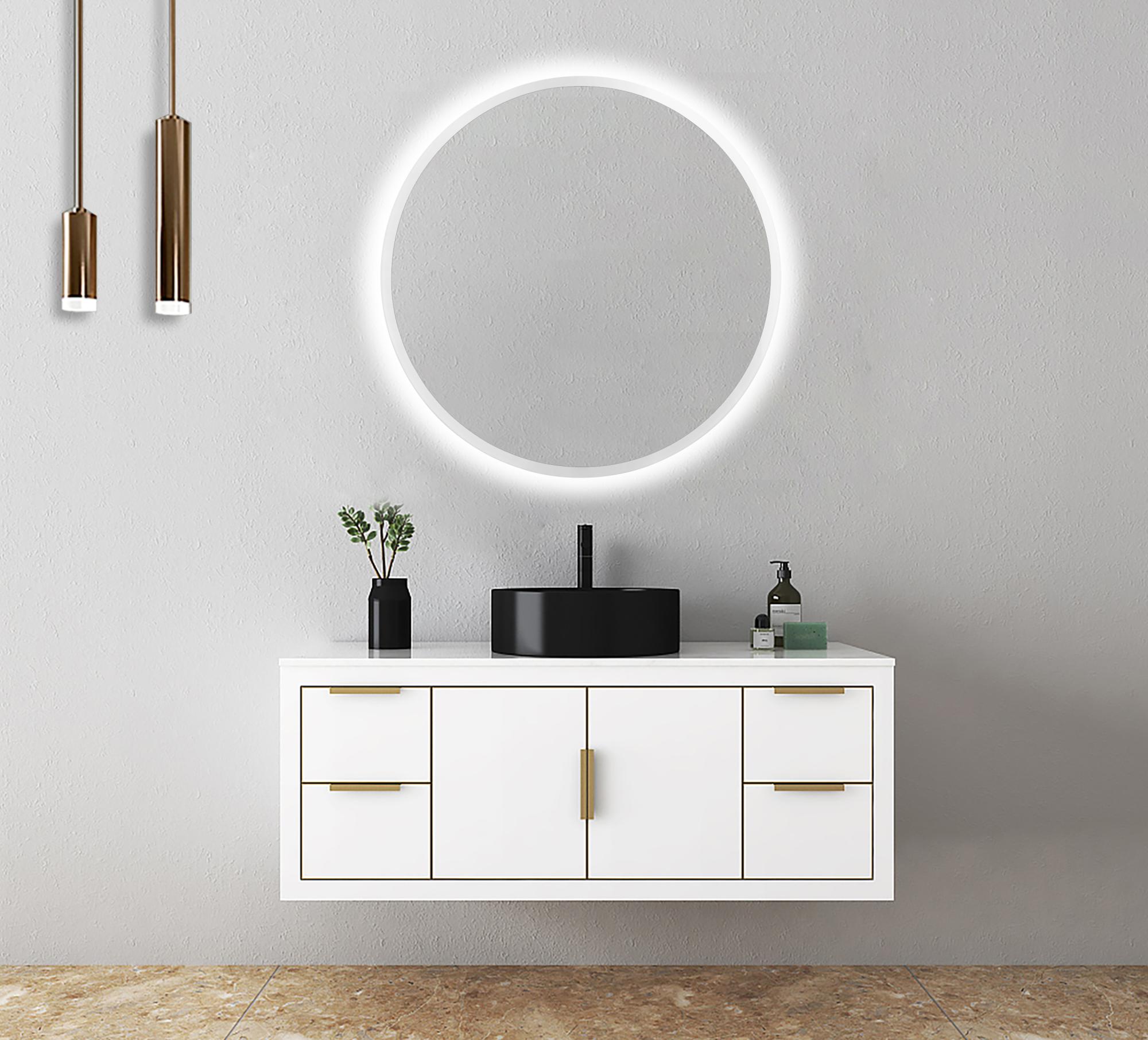 GETZ Specchio Rotondo LED Per Bagno 50-80 Cm - Luce Calda/Fredda, Cornice Metallica, IP44 Antivapore