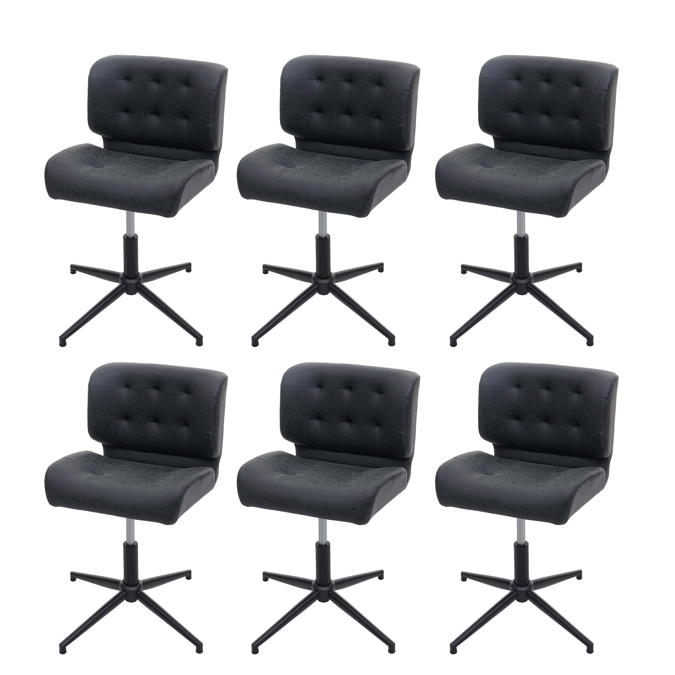 Set 6x sedie sala pranzo ufficio HWC-H42 girevole regolabile tessuto grigio  piede nero