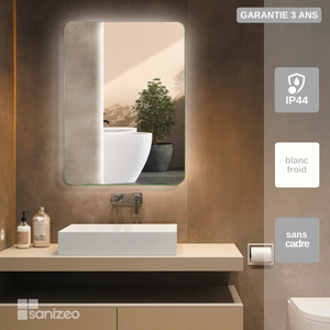 STYLE GLASS Specchio Bagno Rettangolare Babel 60x80cm, Made in Italy,  Telaio in PVC e Squadrette in Lamiera, Kit Fissaggio Murale Incluso