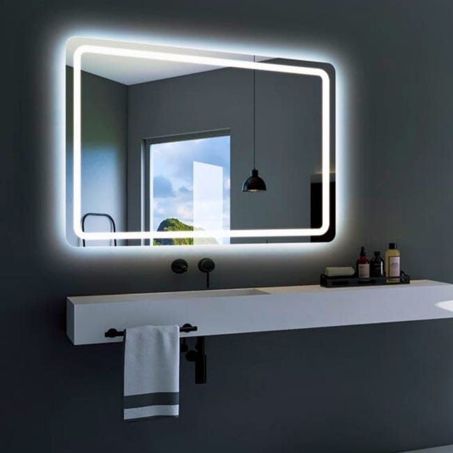 Specchio da bagno quadrato con luce frontale Grecia 120x80 - LEDIMEX