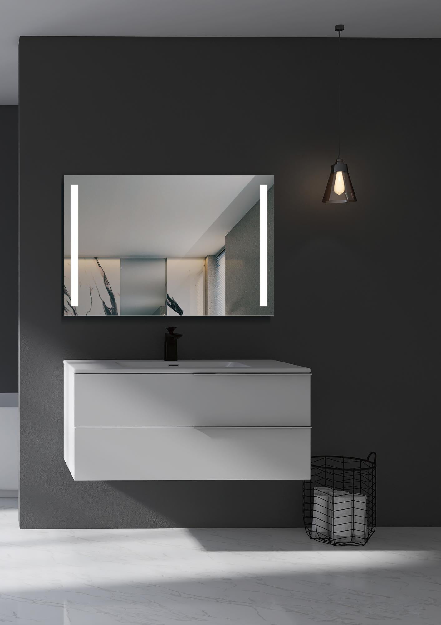 LEDIMEX Specchio Retroilluminato Quadrato 90cm – Modello Austria, Luce Frontale Fredda, Vetro Di Sicurezza