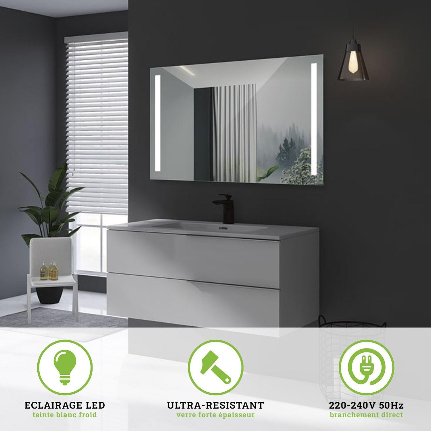 Specchio da bagno a LED EMKE con altoparlante Bluetooth, presa per rasoio e luce ambientale blu (modello ULM03GKDQS, 450x600 mm) Manuale di istruzioni Specchio da bagno a LED EMKE con altoparlante Bluetooth, presa per rasoio e luce ambientale blu (modello ULM03GKDQS, 450x600 mm) Manuale di istruzioni