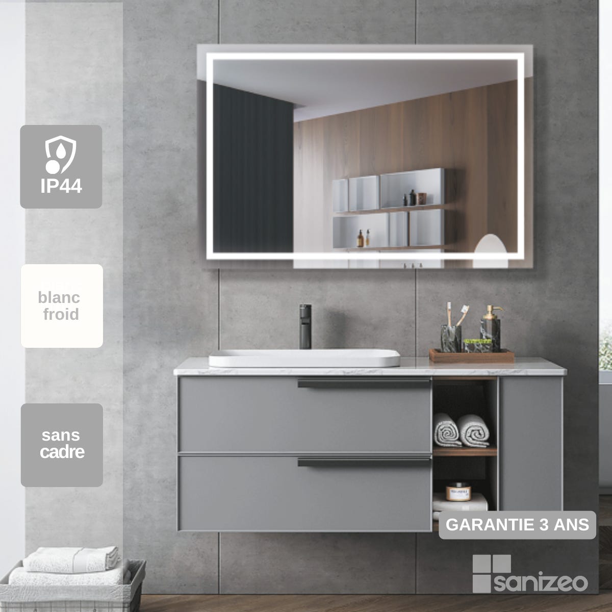 Specchio da bagno quadrato retroilluminato Francia 120x80 - LEDIMEX