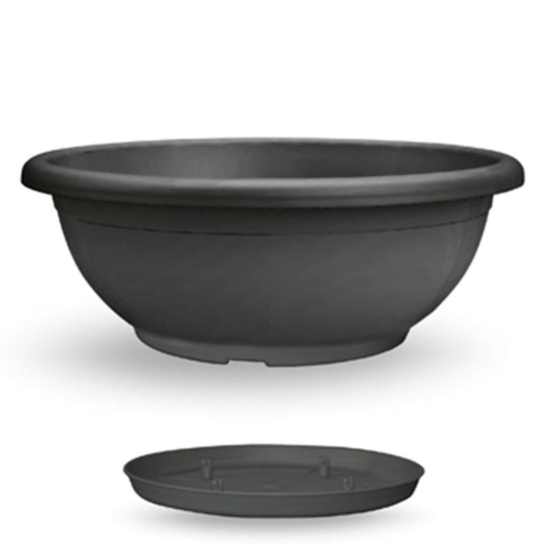 Ciotola Naxos Con Sottovaso Incastro Veca - Fioriera Bassa 50 Cm Vari Colori