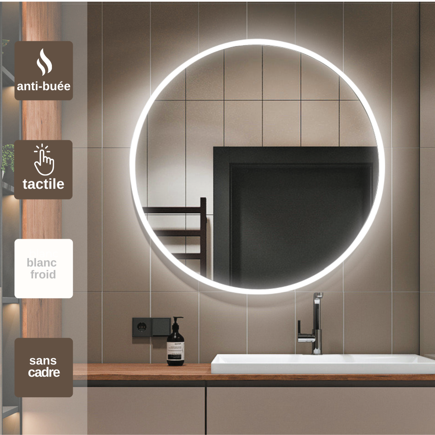 Specchio Da Bagno Illuminato Con Illuminazione Integrata BELGICA Led Perimetro 60cm 84412846