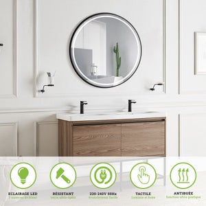 Espejo de baño Led cuadrado con espejo de aumento X5 - Iluminado por LED  con IRC >80 – Modelo MALTA – MamparaStore