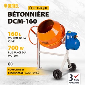 Bétonnière électrique 170L avec couronne en fonte PRO170