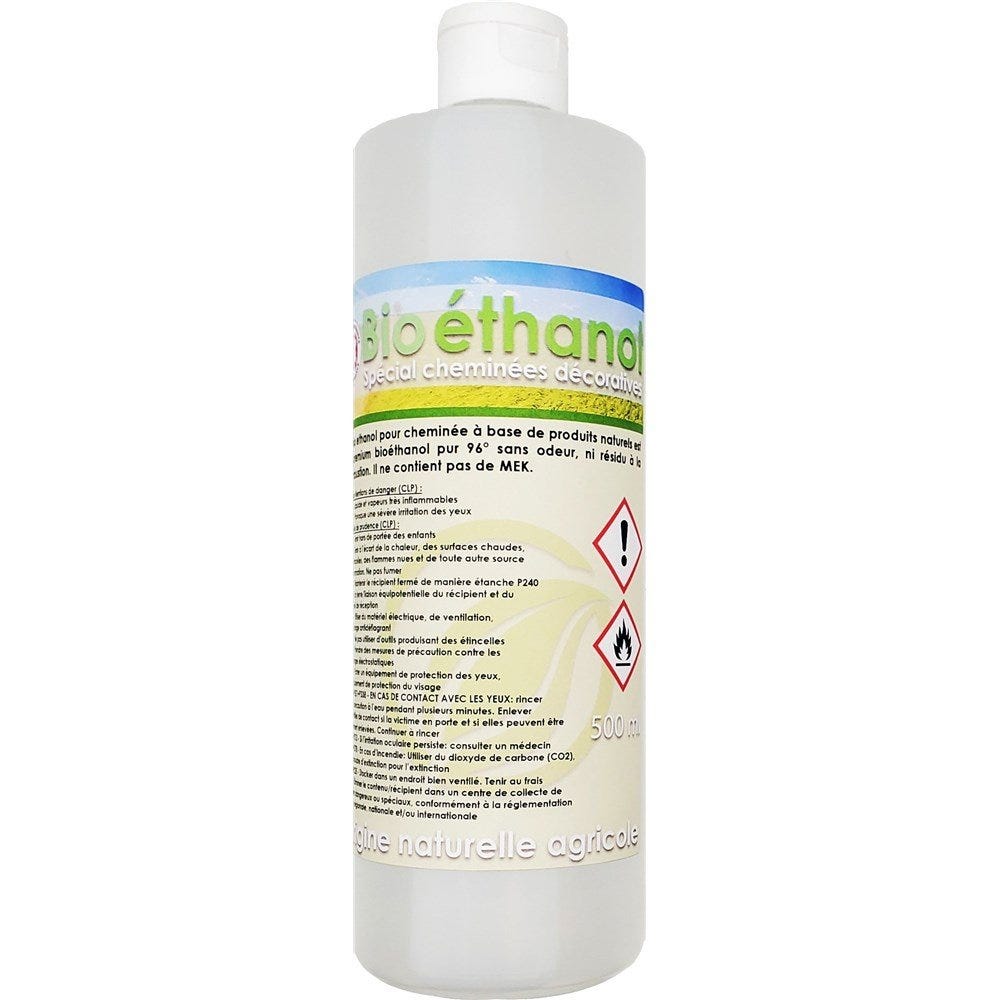 Bio éthanol pour cheminée - Bouteille de 125 ml / Marque : Mondial  Extincteur