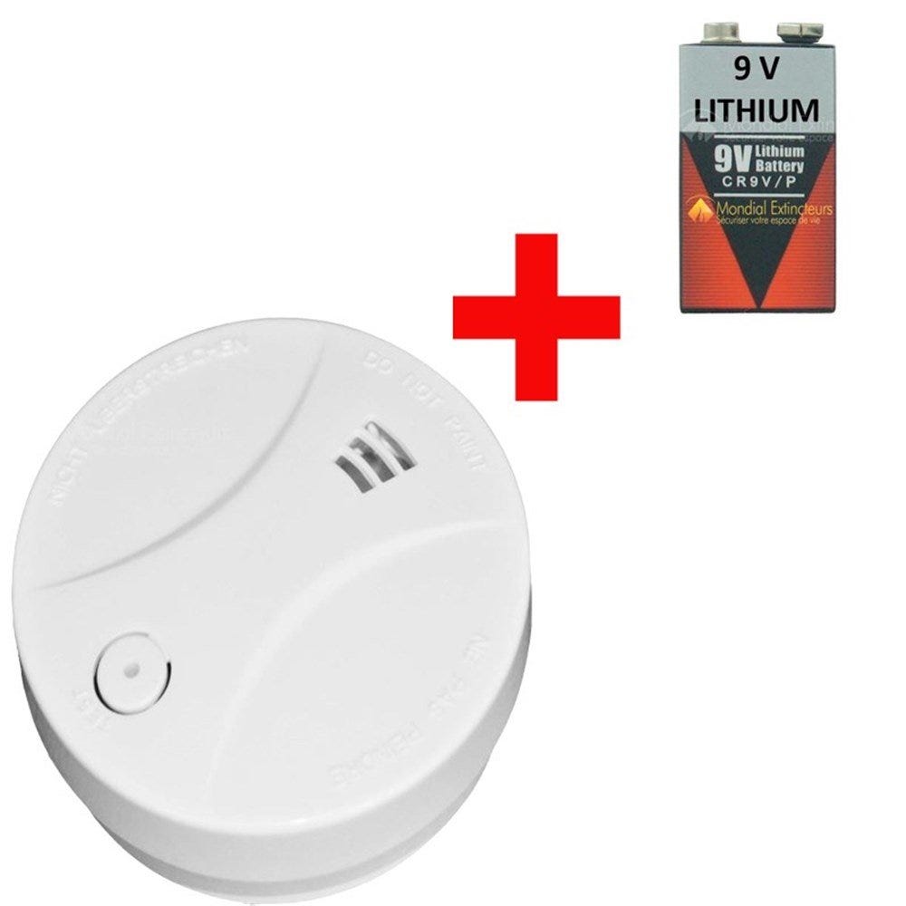 Détecteur De Fumée Pile Non Remplaçable Détecteur de fumée + Pile lithium 9V / Marque : Mondial Extincteur | Leroy Merlin