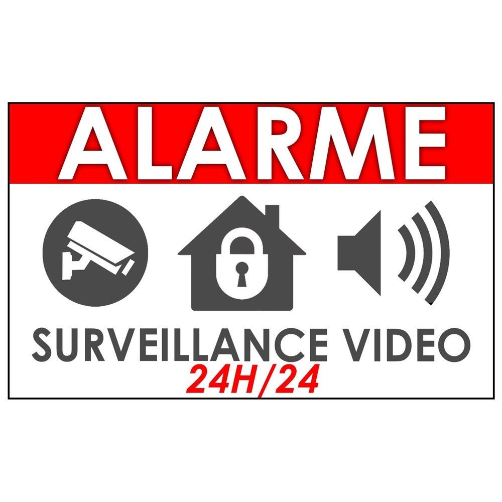 Lot de 10 stickers Alarme video surveillance maison / Marque : Mondial  Extincteur