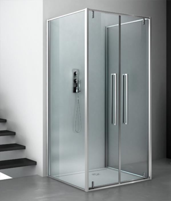 Zen Megius Box doccia 3 lati 90x75x90 cm con 2 ante fisse porta saloon trasparente ...