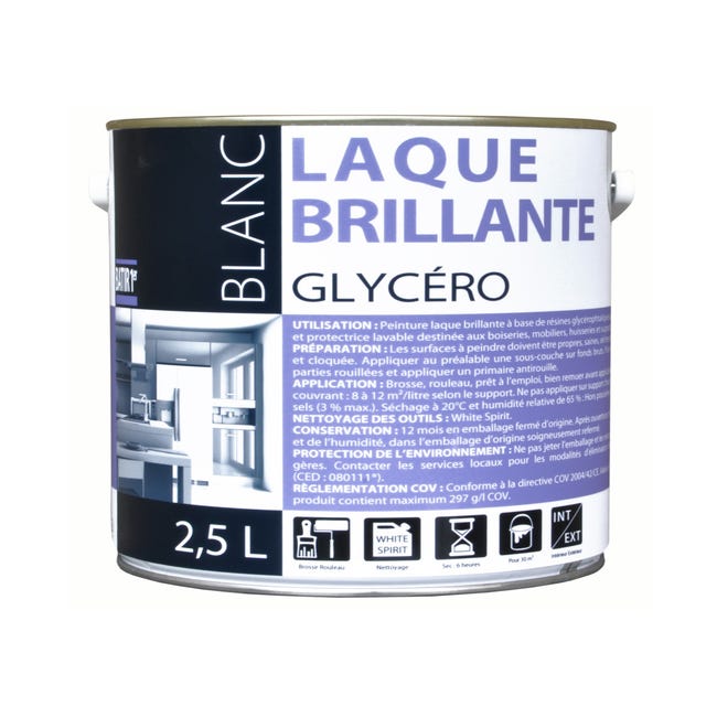 V 33 Peinture glycéro blanche multi-supports satinée, BLANC