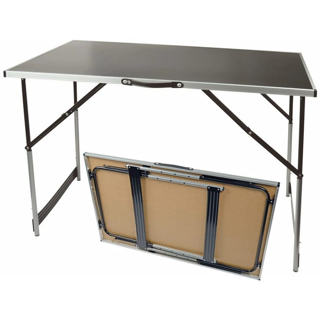 Mesa plegable para exteriores de 4 pies, altura ajustable, mesas de comedor  de plástico para fiestas, mesa plegable con asa de transporte para