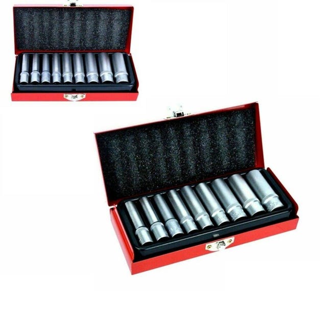 set chiavi a bussola lunghe deep da 1/2 prof. 10 pz set chiavi a bussola lunghe deep da 1/2 prof. 10 pz