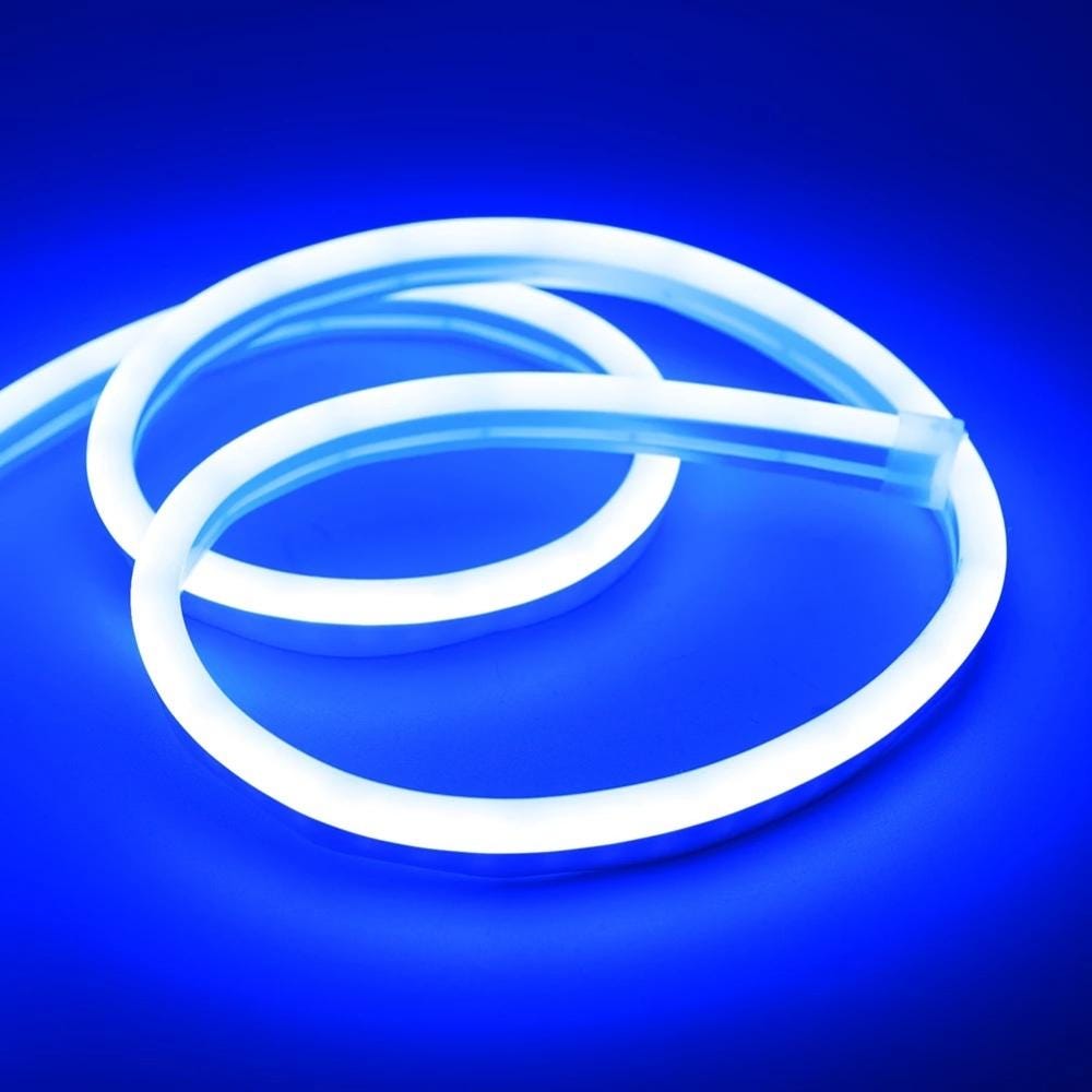 Striscia led con effetto neon ip65 esterno 12v flessibile tagliabile luce  blu