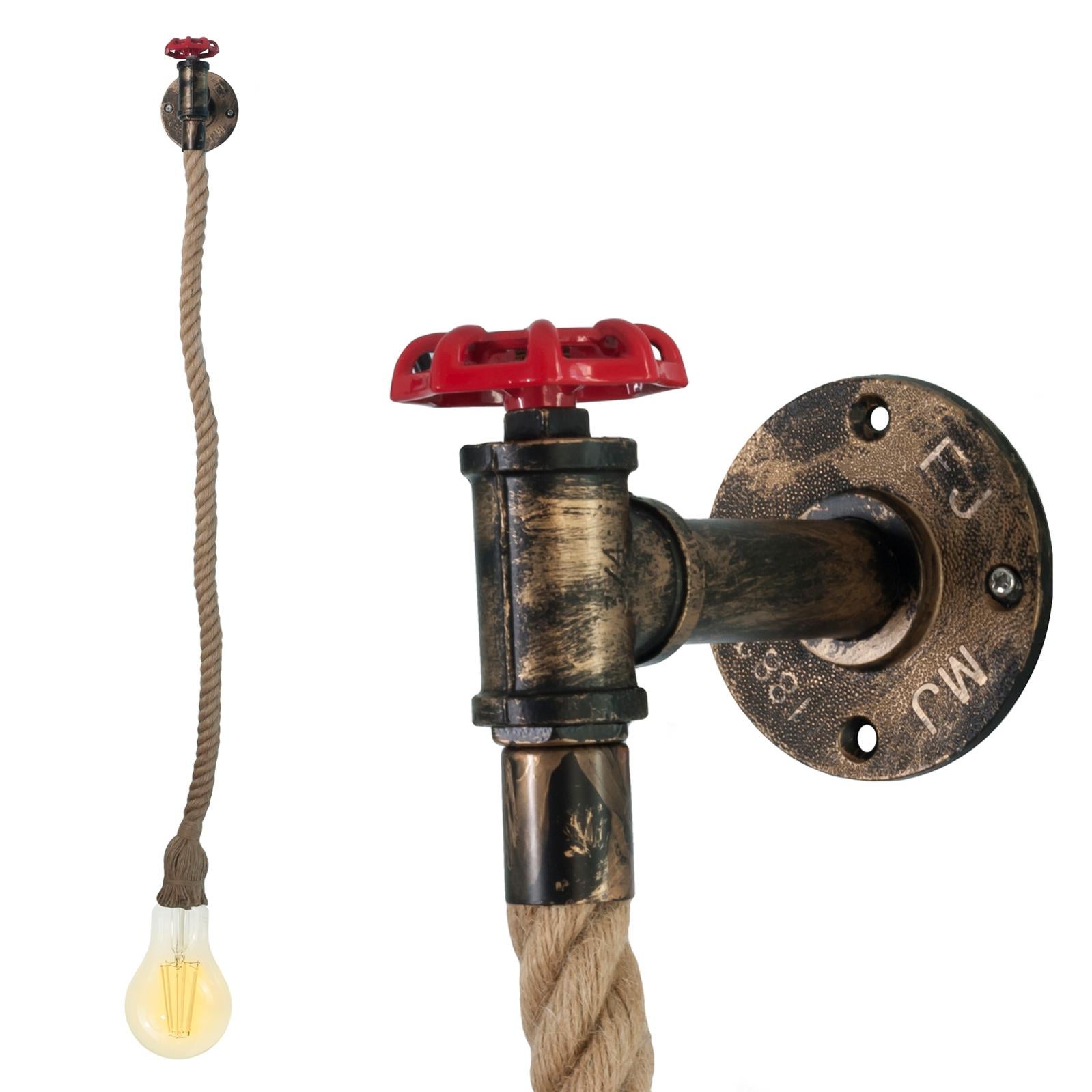 2X Lampada da Parete Interni, Industriale Stile Applique in Corda di
