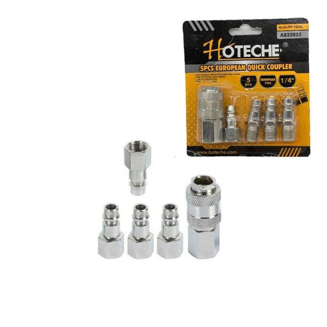 Set Accoppiatore Rapido Connettore Compressori Aria 5PZ Ottone - Foto 4